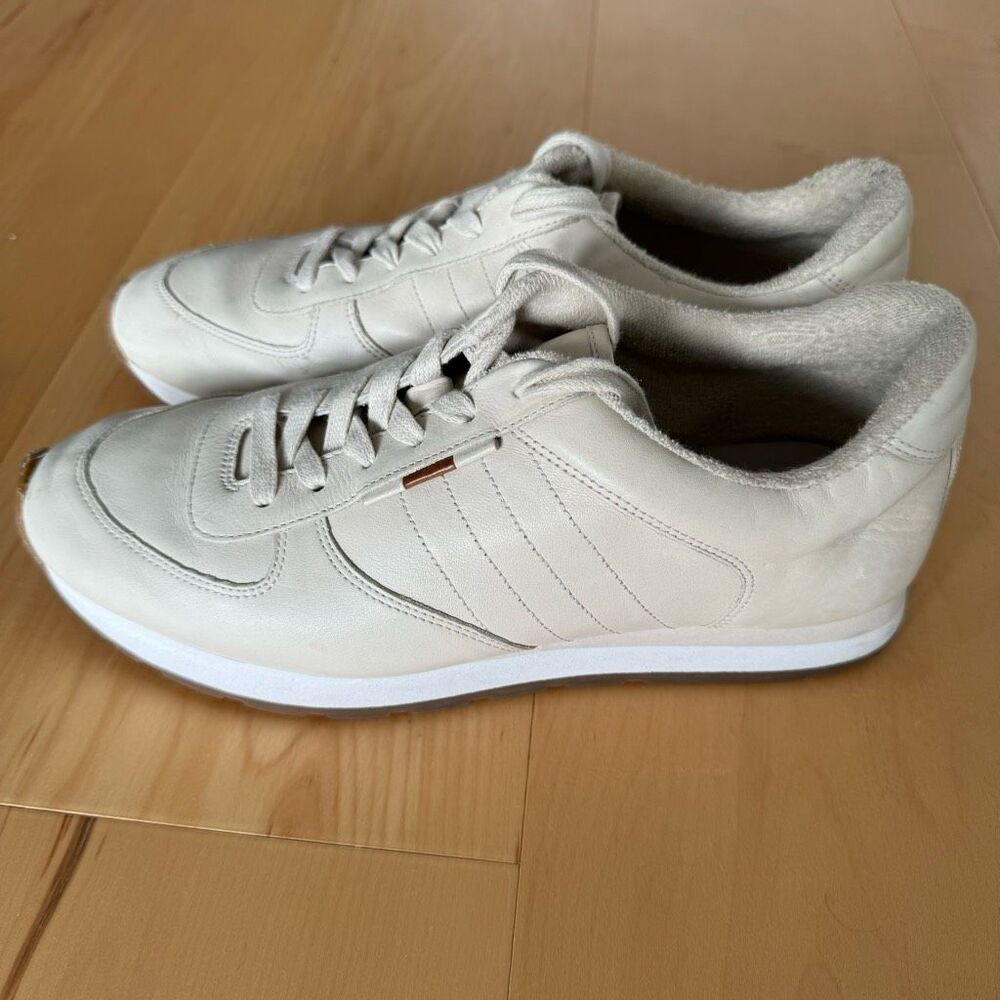 Vince Pasha Cream Leather Sneakers 7.5 Dad Shoes Vintage Athletic Style